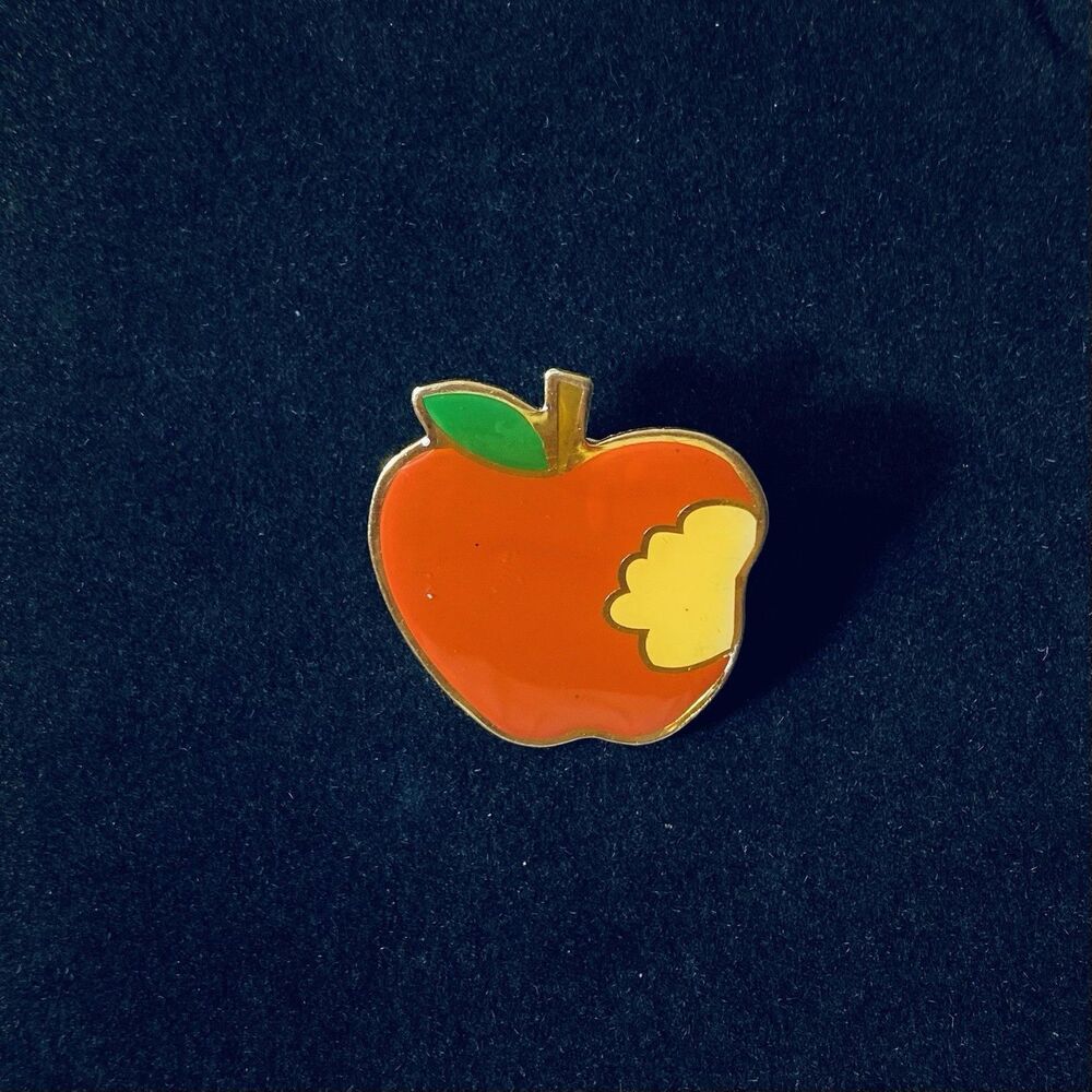 Vintage Anderson Teachers Enamel Apple Brooch Lapel Pin